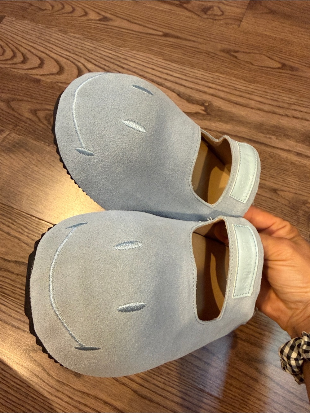 New women’s Light Blue Slip-On Smiley Face Height-Increasing Platform Slides